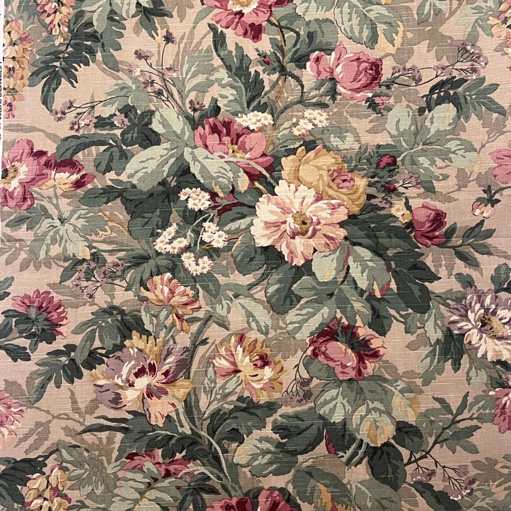 P Kaufmann Upholstery Fabric 1 yard Screen Printed English Cottage Floral Roses - Picture 2 of 9